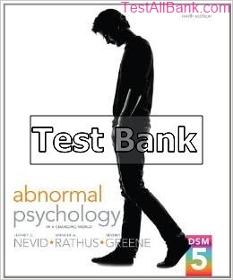 abnormal psychology in a changing world 9th edition nevid test bank