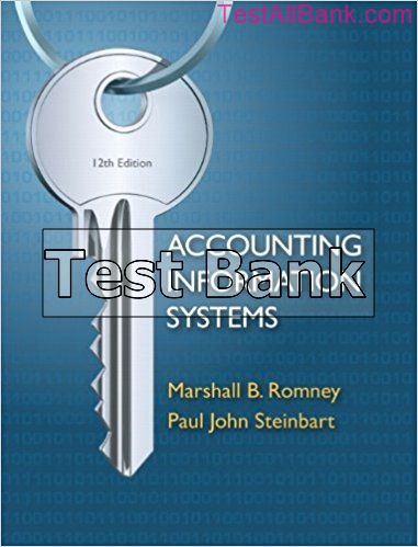 accounting information systems 12th edition romney test bank