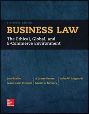 business law 16th edition mallor solutions manual