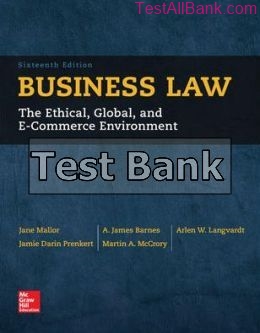 business law 16th edition mallor test bank