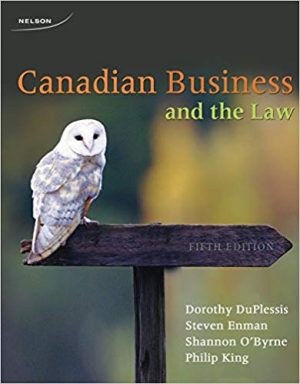 canadian business and the law 5th edition duplessis solutions manual
