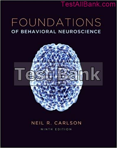 Foundations Of Behavioral Neuroscience 9th Edition Carlson Test Bank