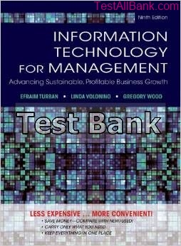 information technology for management advancing sustainable 9th edition turban test bank