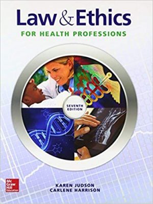law and ethics for health professions 7th edition judson test bank