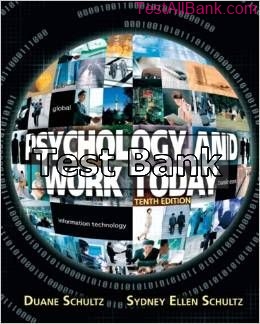 psychology and work today 10th edition schultz test bank