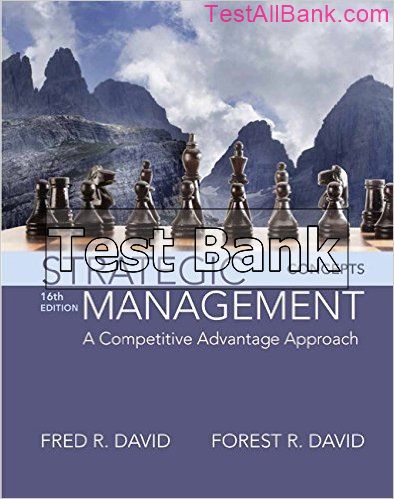 Strategic Management Concepts And Cases 16th Edition David Test Bank