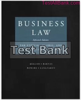 business law 15th edition mallor test bank