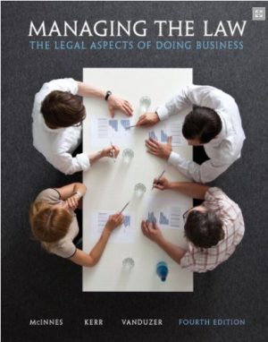 managing the law the legal aspects of doing business 4th edition mcinnes solutions manual