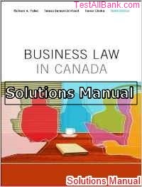 business law in canada 10th edition yates solutions manual