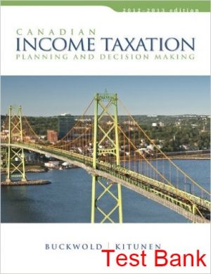 canadian income taxation 2012 2013 1st edition buckwold test bank