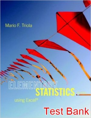 elementary statistics using excel 5th edition triola test bank