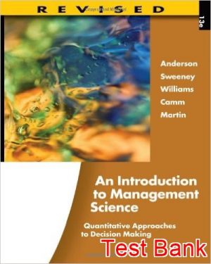 introduction to management science quantitative 13th edition anderson test bank