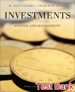 investments analysis and management canadian 3rd edition cleary test bank
