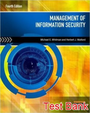 management of information security 4th edition whitman test bank