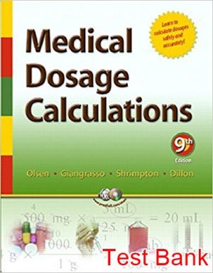 medical dosage calculations 9th edition olsen test bank