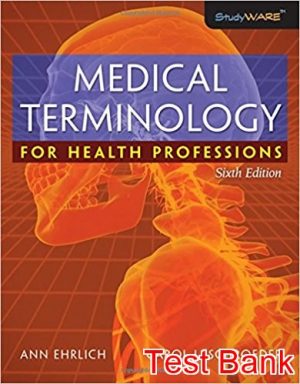 medical terminology for health professions 6th edition ehrlich test bank