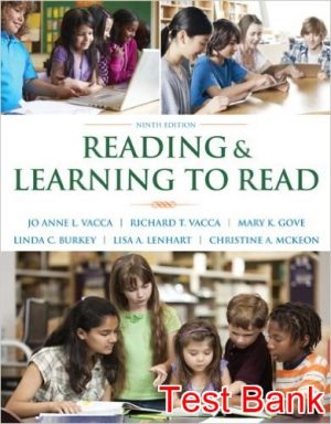 reading and learning to read 9th edition vacca test bank