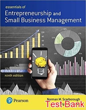 essentials of entrepreneurship and small business management 9th edition scarborough test bank