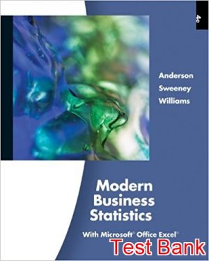 modern business statistics with microsoft office excel 4th edition anderson test bank