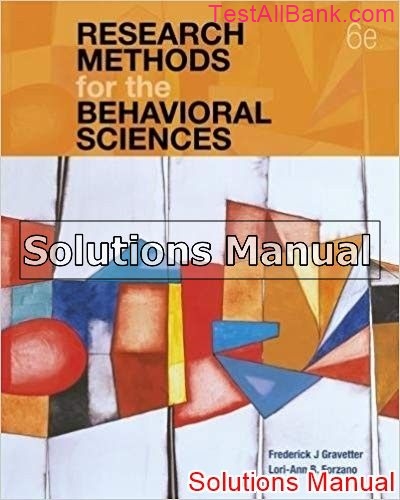 Research Methods For The Behavioral Sciences 6th Edition Gravetter ...