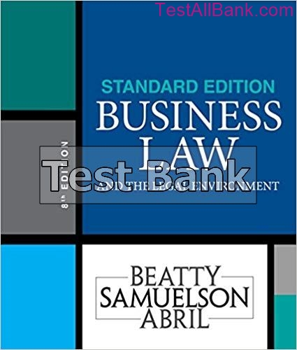 Business Law And The Legal Environment Standard Edition 8th Edition ...