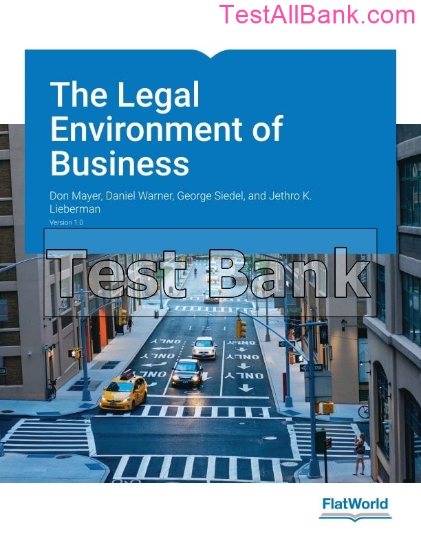 Legal Environment Of Business V 1.0.3 1st Edition Mayer Test Bank