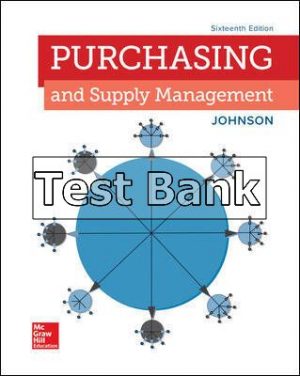 purchasing and supply management 16th edition johnson test bank