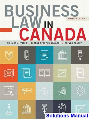 business law canada canadian 11th edition yates solutions manual