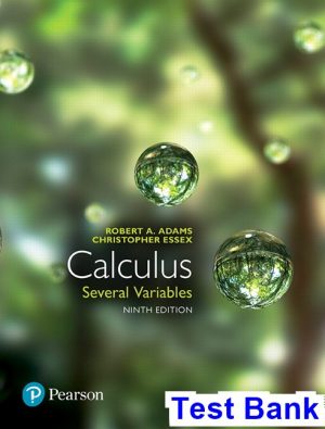 calculus several variables canadian 9th edition adams test bank