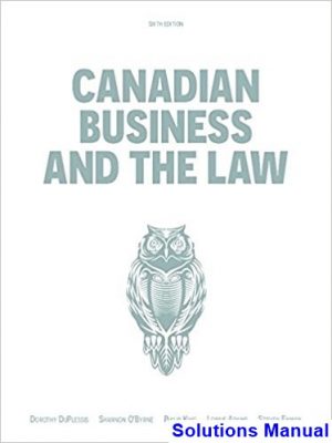 canadian business law canadian 6th edition duplessis solutions manual