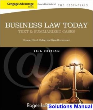 cengage advantage books business law today essentials text summarized cases 10th edition miller solutions manual