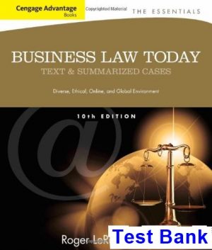 cengage advantage books business law today essentials text summarized cases 10th edition miller test bank