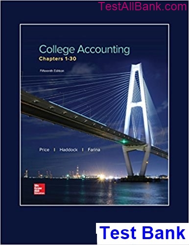 College Accounting Chapters 1 30 15th Edition Price Test Bank 