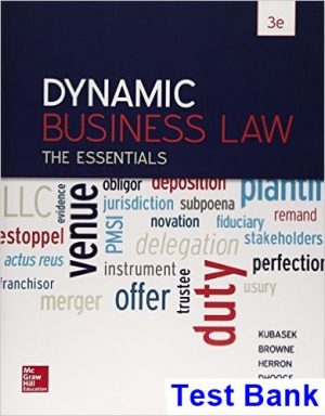 dynamic business law essentials 3rd edition kubasek test bank