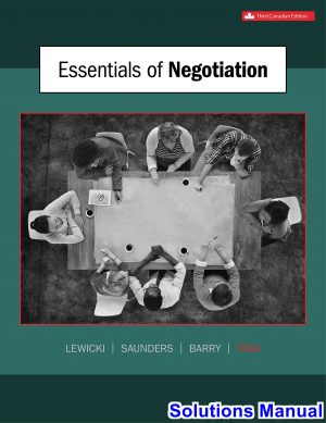 essentials negotiation canadian 3rd edition lewicki solutions manual