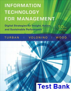 information technology management digital strategies insight action sustainable performance 10th edition turban test bank