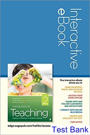 introduction to teaching interactive ebook making a difference in student learning 2nd edition hall test bank