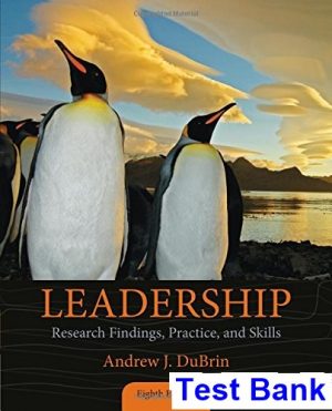 leadership research findings practice skills 8th edition dubrin test bank