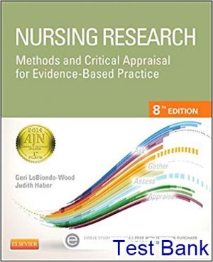 nursing research methods and critical appraisal for evidenced based practice 8th edition wood test bank