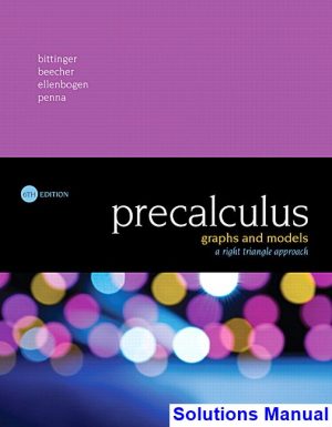 precalculus graphs models right triangle approach 6th edition bittinger solutions manual